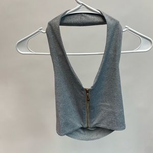 SHEIN - front zip grey halter top